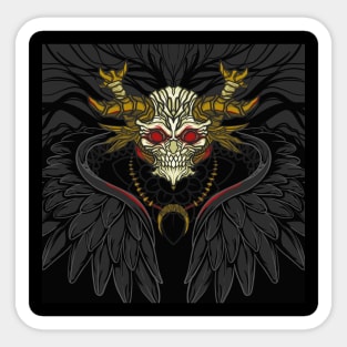 red eyes skull with black wings Sticker